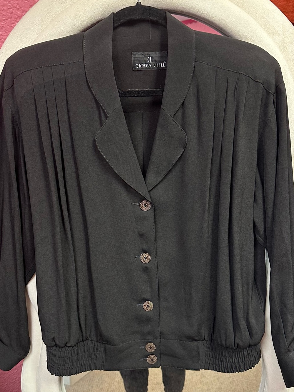 Vintage Carole Little Black Button-Front Women's Jacket